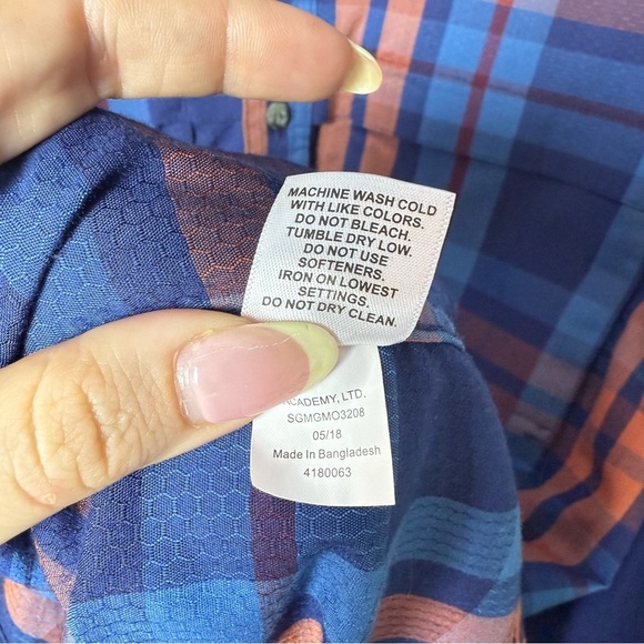 Magellan Outdoors Men Vented Fishing Shirt Classic Fit Blue Orange Plaid 2XL - Picture 11 of 14